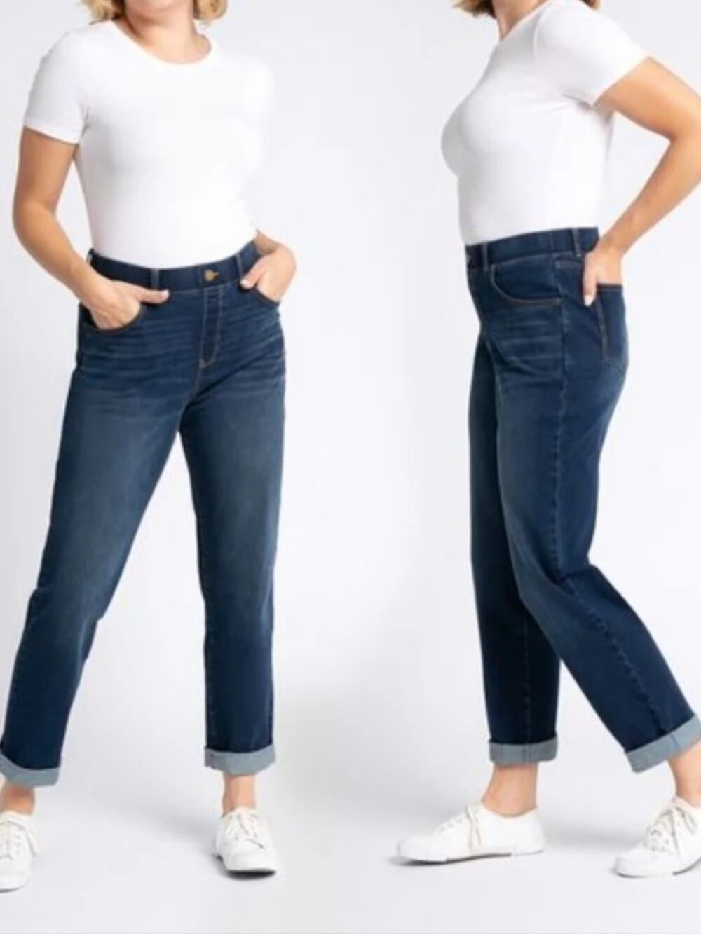 New Betabrand Dark Vintage Wash Boyfriend Yoga Denim Jeans XLarge Long Tall